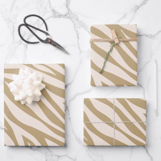 Zebra Print-Beige- Geschenkpapier Set (Vorderseite)