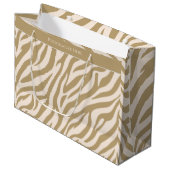 Zebra Print-Beige- Große Geschenktüte (Vorderseite Schrägansicht)