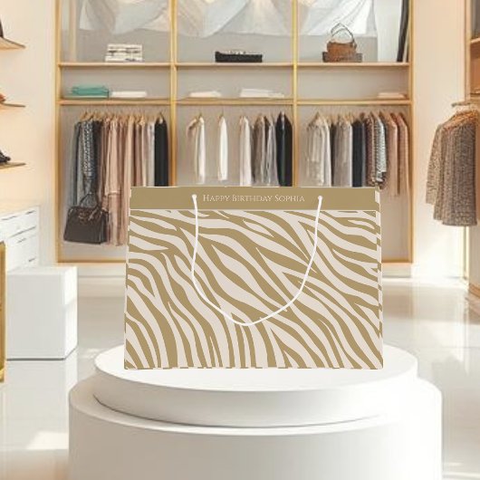 Zebra Print-Beige- Große Geschenktüte