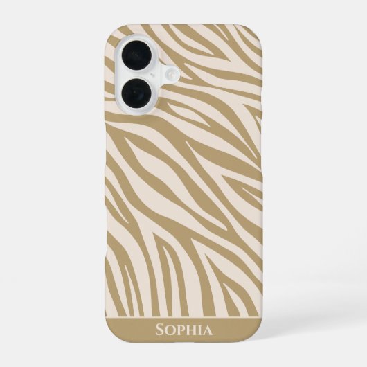 Zebra Print-Beige- iPhone 16 Hülle (Rückseite)