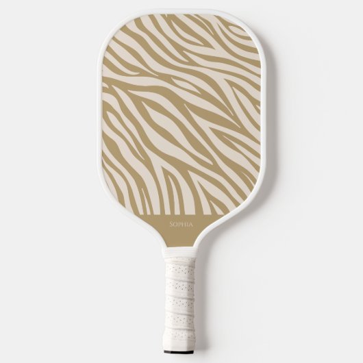 Zebra Print-Beige- Pickleball Schläger (Rückseite)