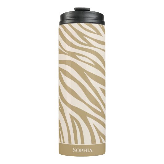 Zebra Print-Beige Thermosbecher (Vorderseite)