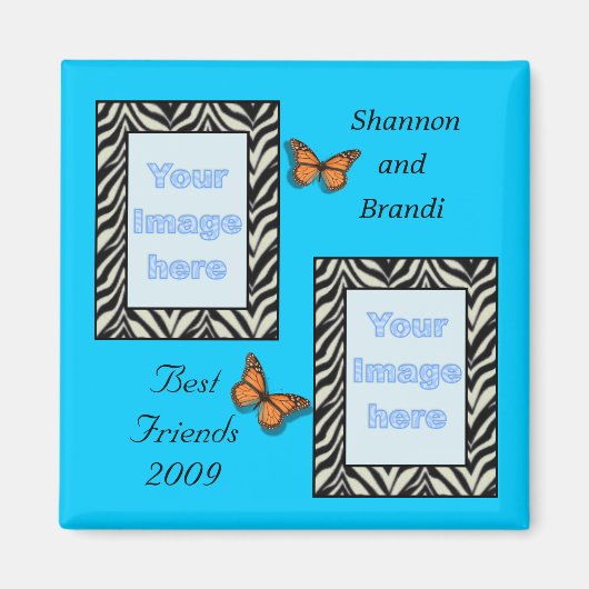 Zebra Print Best Friends Foto Magnet (Vorne)