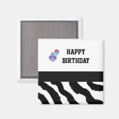 Zebra Print Bird und Birthday Balloons Magnet (Vorderseite/Rückseite)