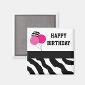 Zebra Print Birthday Balloons Magnet (Vorderseite/Rückseite)