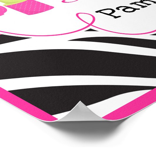 Zebra print Birthday Pamper Party Poster (Ecke)