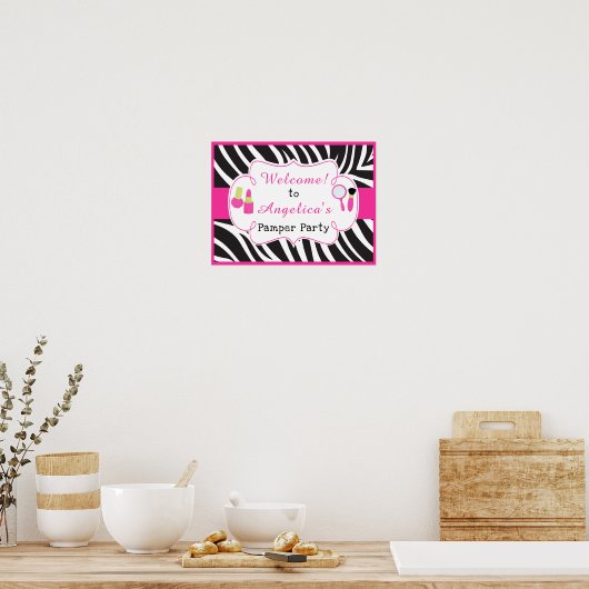 Zebra print Birthday Pamper Party Poster (Küche)