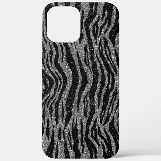 Zebra Print Black and Gray Silver Case-Mate iPhone Hülle (Rückseite)