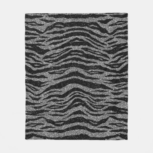 Zebra Print Black and Gray Silver Fleecedecke (Vorderseite)