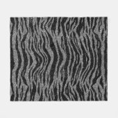 Zebra Print Black and Gray Silver Fleecedecke (Vorderseite (Horizontal))