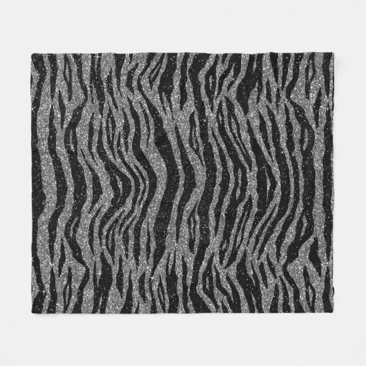 Zebra Print Black and Gray Silver Fleecedecke (Vorderseite (Horizontal))