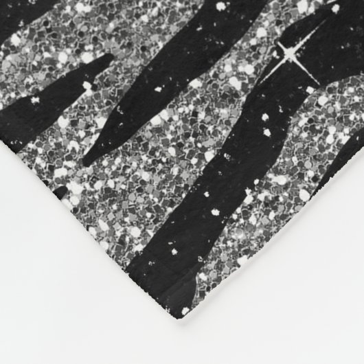 Zebra Print Black and Gray Silver Fleecedecke (Ecke)