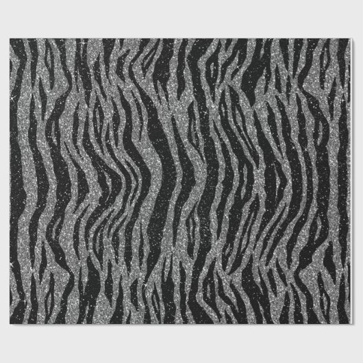 Zebra Print Black and Gray Silver Geschenkpapier (Flach)