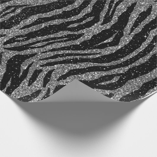 Zebra Print Black and Gray Silver Geschenkpapier (Ecke)