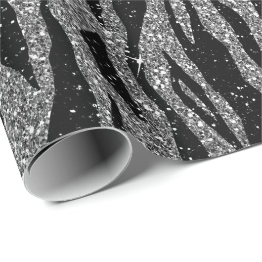 Zebra Print Black and Gray Silver Geschenkpapier (Rolleneckpunkt)