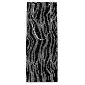 Zebra Print Black and Gray Silver Geschenktüte Für Weinflaschen (Rückseite)