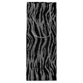 Zebra Print Black and Gray Silver Geschenktüte Für Weinflaschen (Vorderseite)