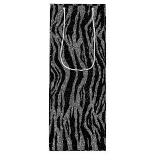 Zebra Print Black and Gray Silver Geschenktüte Für Weinflaschen