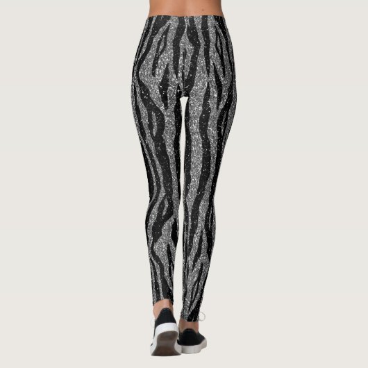 Zebra Print Black and Gray Silver Leggings (Rückseite)