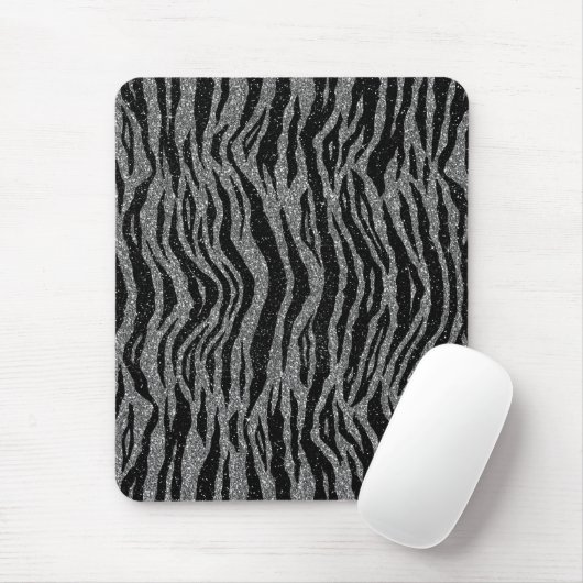 Zebra Print Black and Gray Silver Mousepad (Mit Mouse)