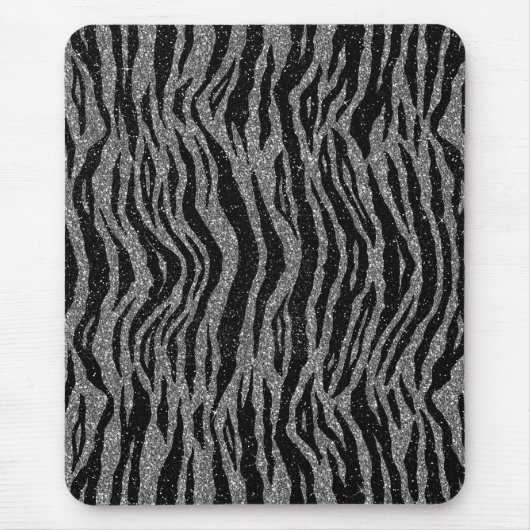 Zebra Print Black and Gray Silver Mousepad (Vorne)