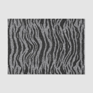 Zebra Print Black and Gray Silver Seidenpapier