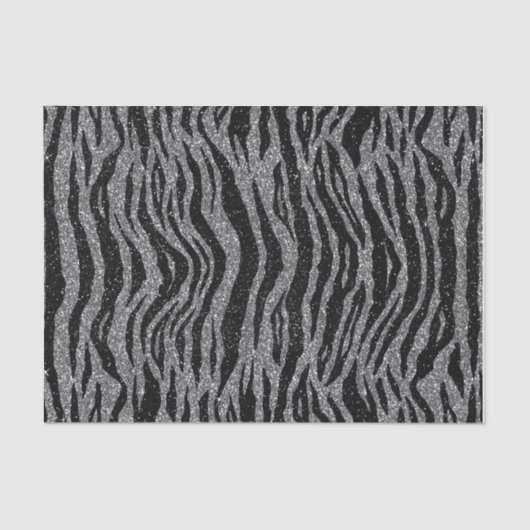 Zebra Print Black and Gray Silver Seidenpapier (Vorderseite)