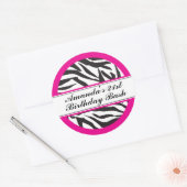Zebra Print Black and Hot Pink Runder Aufkleber (Umschlag)