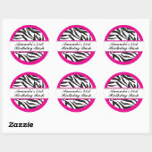 Zebra Print Black and Hot Pink Runder Aufkleber (Blatt)