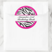 Zebra Print Black and Hot Pink Runder Aufkleber (Tasche)