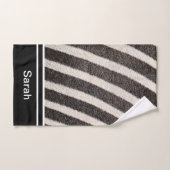 Zebra Print Black and White Muster Monogram Badhandtuch Set (Handtuch)