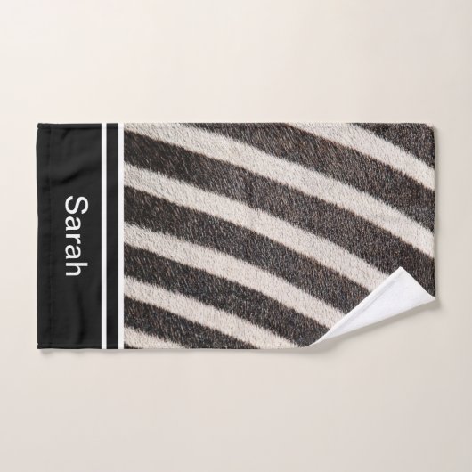 Zebra Print Black and White Muster Monogram Badhandtuch Set (Handtuch)