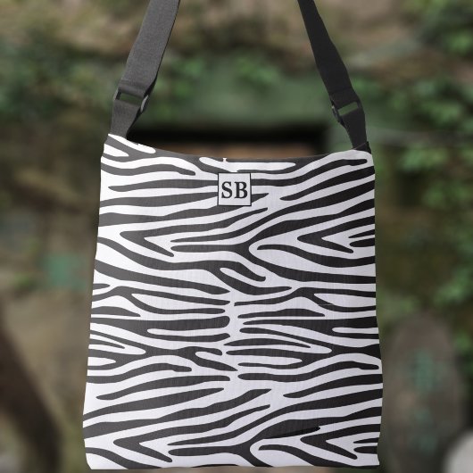 Zebra Print Black and White Stripes Crossbody Bag Tragetaschen Mit Langen Trägern