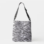 Zebra Print Black and White Stripes Crossbody Bag Tragetaschen Mit Langen Trägern (Rückseite)