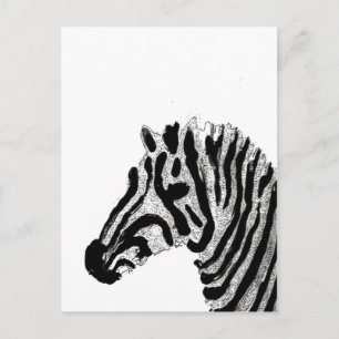 Zebra Print Black and White Stripes Postkarte