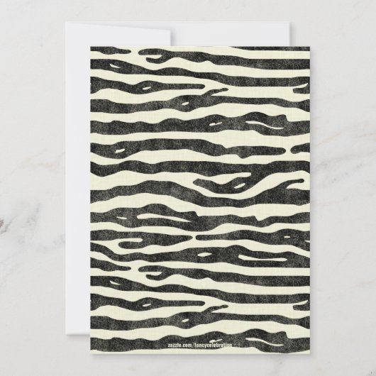 Zebra Print Black Beige Elegante Hochzeit Einladung (Rückseite)