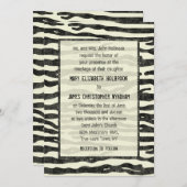 Zebra Print Black Beige Elegante Hochzeit Einladung (Vorne/Hinten)