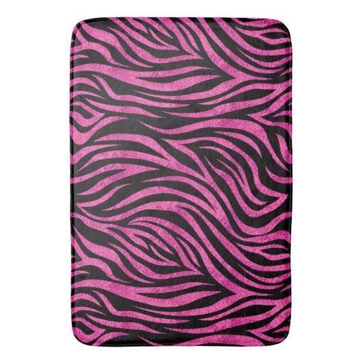 Zebra Print Black Hot Pink Badematte (Vorderseite Vertikal)