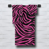 Zebra Print Black Hot Pink Badhandtuch Set