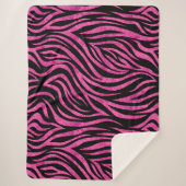 Zebra Print Black Hot Pink Sherpadecke (Vorderseite)