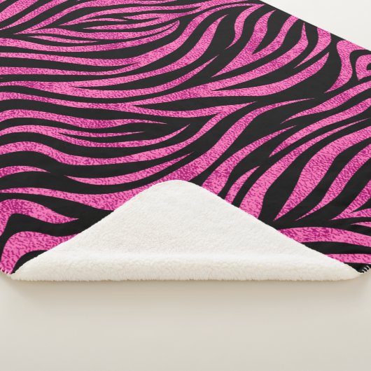 Zebra Print Black Hot Pink Sherpadecke (3/4)