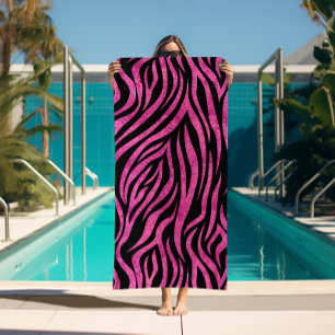 Zebra Print Black Hot Pink Strandtuch