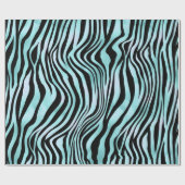 Zebra Print Black und Aquamarin Türkis Geschenkpapier (Flach)