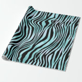 Zebra Print Black und Aquamarin Türkis Geschenkpapier (Ungerollt)