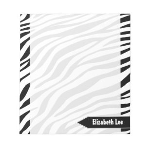 Zebra Print Black & White Personalisiert Notepad Notizblock
