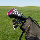 Zebra Print Black, White & Pink Monogram Lady Golf Headcover (In SItu)