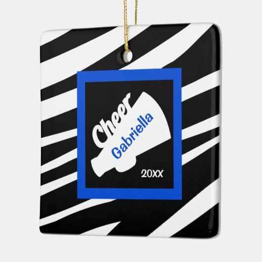Zebra Print Blue Cheer Megaphone Ornament (Links)