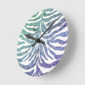 zebra print blue Round Clock Runde Wanduhr (Winkel)