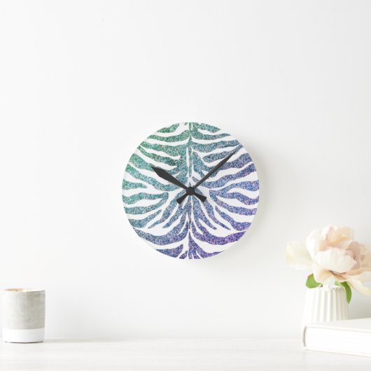 zebra print blue Round Clock Runde Wanduhr (Zuhause)