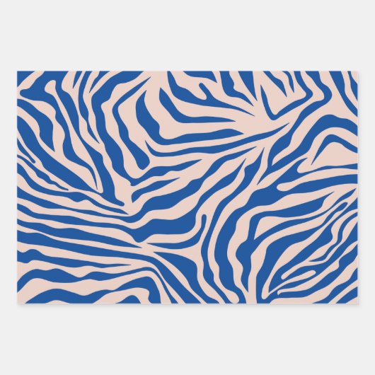 Zebra Print Blue Zebra Stripes Animal Print Geschenkpapier Set (Vorderseite)